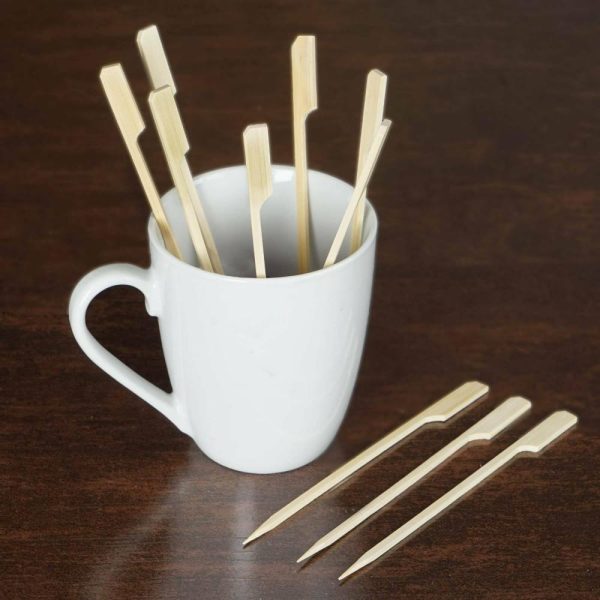 Disposable Utensils |  100 Pack 6″ Eco Friendly Paddle Shaped Bamboo Skewers Cocktail Picks