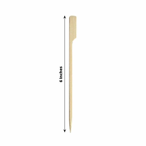 Disposable Utensils |  100 Pack 6″ Eco Friendly Paddle Shaped Bamboo Skewers Cocktail Picks