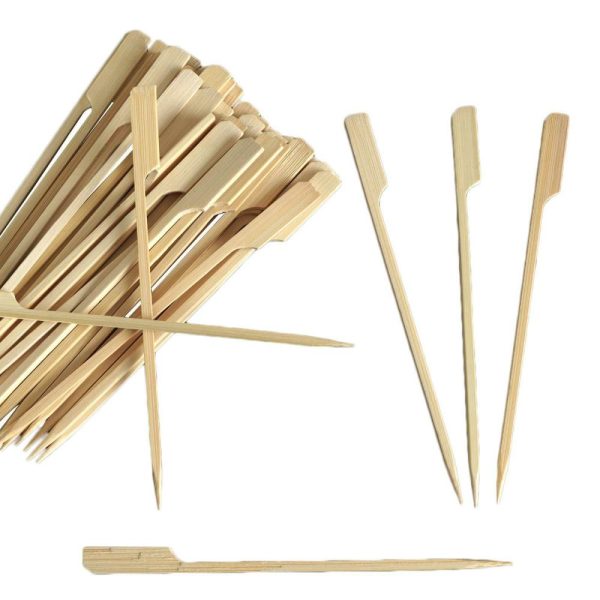 Disposable Utensils |  100 Pack 6″ Eco Friendly Paddle Shaped Bamboo Skewers Cocktail Picks