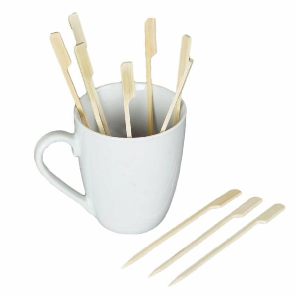 Disposable Utensils |  100 Pack 6″ Eco Friendly Paddle Shaped Bamboo Skewers Cocktail Picks