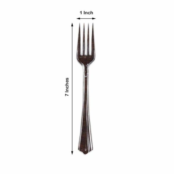 Disposable Utensils |  25 Pack 7″ Clear Heavy Duty Disposable Forks with Fluted Handles, Plastic Silverware