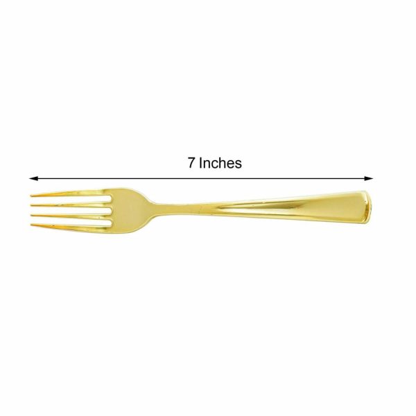 Disposable Utensils |  25 Pack 7″ Metallic Gold Classic Heavy Duty Disposable Forks, Plastic Silverware