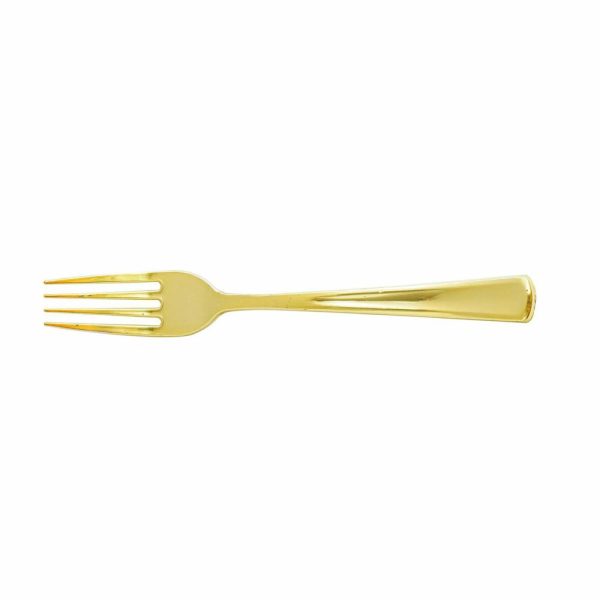 Disposable Utensils |  25 Pack 7″ Metallic Gold Classic Heavy Duty Disposable Forks, Plastic Silverware