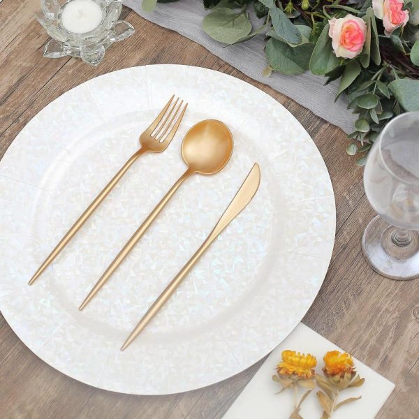 Disposable Utensils |  50 Pack Gold Premium Plastic Silverware Set, Heavy Duty Disposable Sleek Utensil Cutlery