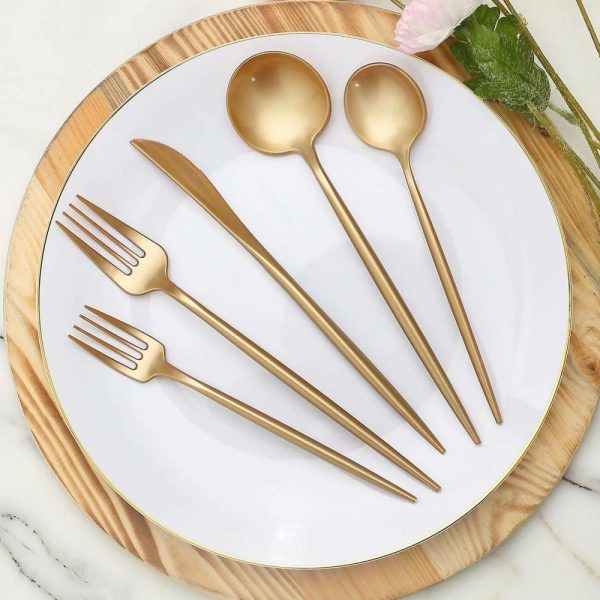 Disposable Utensils |  50 Pack Gold Premium Plastic Silverware Set, Heavy Duty Disposable Sleek Utensil Cutlery