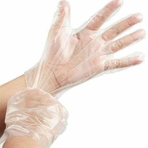 Eco-Friendly Natural Tableware |  100 Pack Clear Plastic Disposable Gloves, Powder Free Multipurpose Plastic Gloves, Food Service Gloves