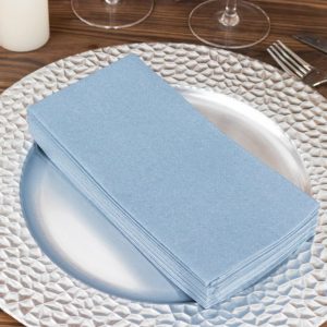 Eco-Friendly Natural Tableware |  20 Pack Dusty Blue Soft Linen-Feel Airlaid Paper Dinner Napkins, Highly Absorbent Disposable Party Napkins