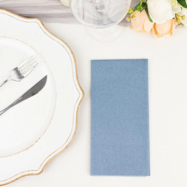 Eco-Friendly Natural Tableware |  20 Pack Dusty Blue Soft Linen-Feel Airlaid Paper Dinner Napkins, Highly Absorbent Disposable Party Napkins