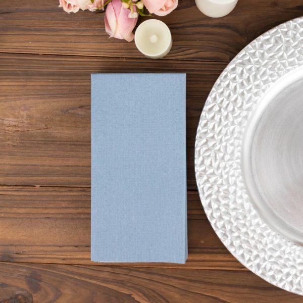 Eco-Friendly Natural Tableware |  20 Pack Dusty Blue Soft Linen-Feel Airlaid Paper Dinner Napkins, Highly Absorbent Disposable Party Napkins