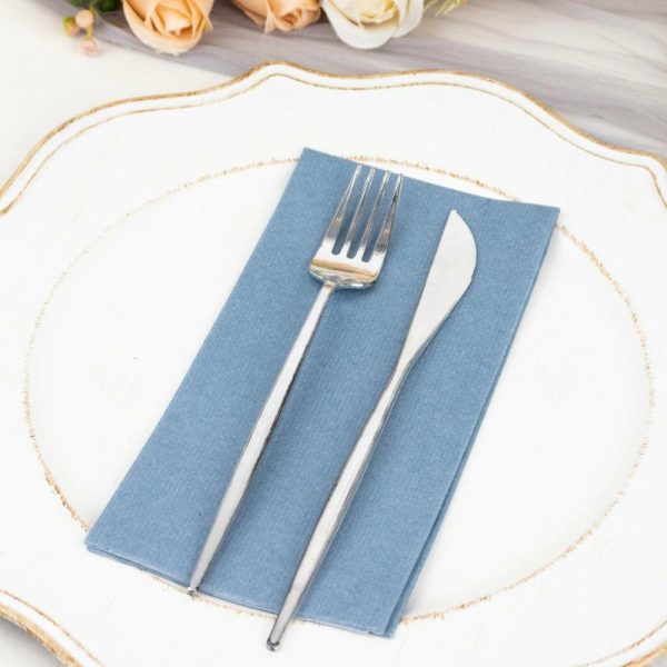 Eco-Friendly Natural Tableware |  20 Pack Dusty Blue Soft Linen-Feel Airlaid Paper Dinner Napkins, Highly Absorbent Disposable Party Napkins