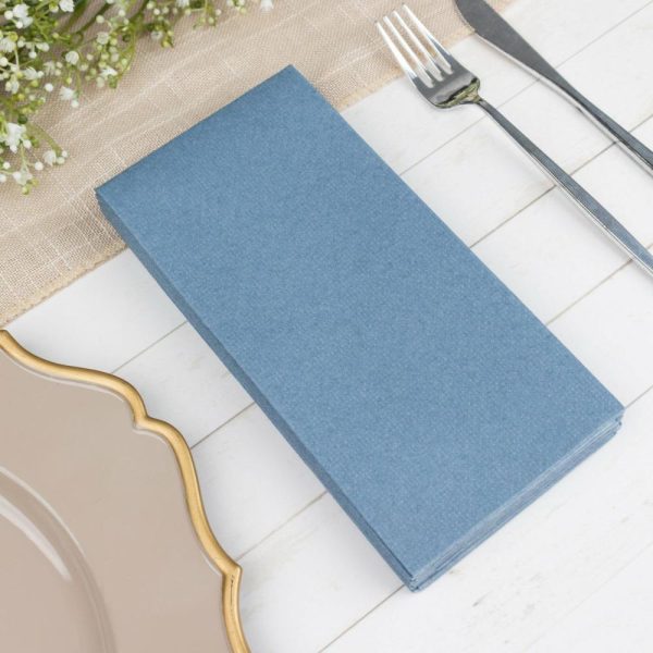 Eco-Friendly Natural Tableware |  20 Pack Dusty Blue Soft Linen-Feel Airlaid Paper Dinner Napkins, Highly Absorbent Disposable Party Napkins