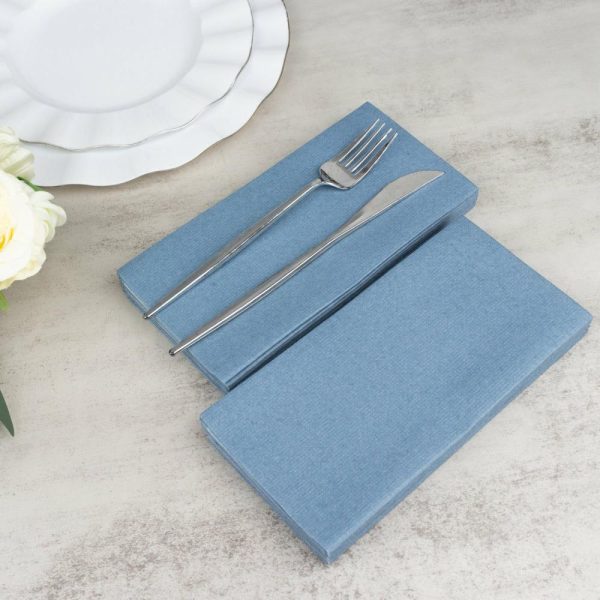 Eco-Friendly Natural Tableware |  20 Pack Dusty Blue Soft Linen-Feel Airlaid Paper Dinner Napkins, Highly Absorbent Disposable Party Napkins