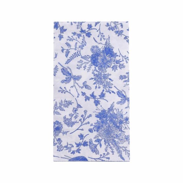 Eco-Friendly Natural Tableware |  20 Pack White Blue 2-Ply Disposable Party Napkins in French Toile Pattern, Highly Absorbent Soft Disposable Dinner Napkins