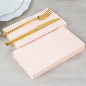 Eco-Friendly Natural Tableware |  50 Pack 2 Ply Soft Blush Wedding Reception Dinner Paper Napkins, Cocktail Beverage Party Napkins –