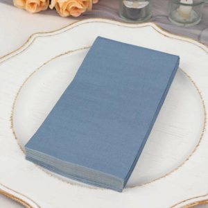 Eco-Friendly Natural Tableware |  50 Pack 2 Ply Soft Dusty Blue Disposable Party Napkins, Wedding Reception Dinner Paper Napkins