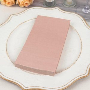 Eco-Friendly Natural Tableware |  50 Pack 2 Ply Soft Dusty Rose Disposable Party Napkins, Wedding Reception Dinner Paper Napkins