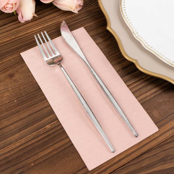 Eco-Friendly Natural Tableware |  50 Pack 2 Ply Soft Dusty Rose Disposable Party Napkins, Wedding Reception Dinner Paper Napkins