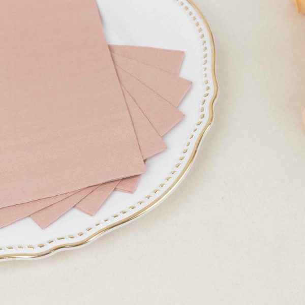 Eco-Friendly Natural Tableware |  50 Pack 2 Ply Soft Dusty Rose Disposable Party Napkins, Wedding Reception Dinner Paper Napkins