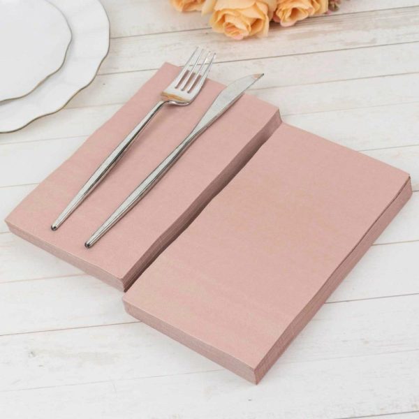 Eco-Friendly Natural Tableware |  50 Pack 2 Ply Soft Dusty Rose Disposable Party Napkins, Wedding Reception Dinner Paper Napkins