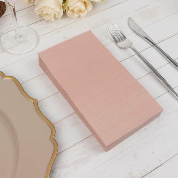 Eco-Friendly Natural Tableware |  50 Pack 2 Ply Soft Dusty Rose Disposable Party Napkins, Wedding Reception Dinner Paper Napkins