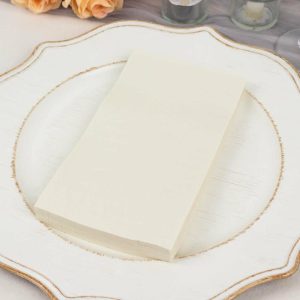 Eco-Friendly Natural Tableware |  50 Pack 2 Ply Soft Ivory Disposable Party Napkins, Wedding Reception Dinner Paper Napkins