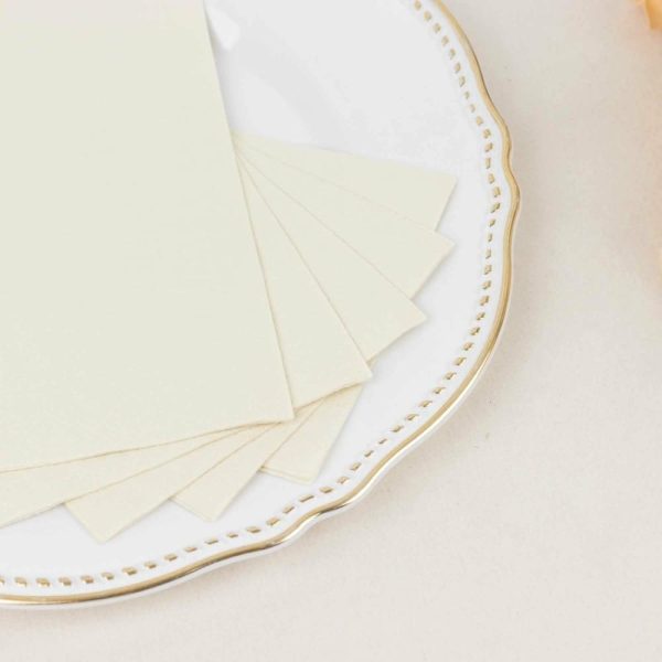 Eco-Friendly Natural Tableware |  50 Pack 2 Ply Soft Ivory Disposable Party Napkins, Wedding Reception Dinner Paper Napkins