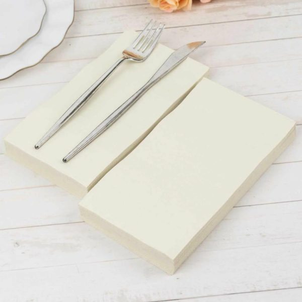 Eco-Friendly Natural Tableware |  50 Pack 2 Ply Soft Ivory Disposable Party Napkins, Wedding Reception Dinner Paper Napkins