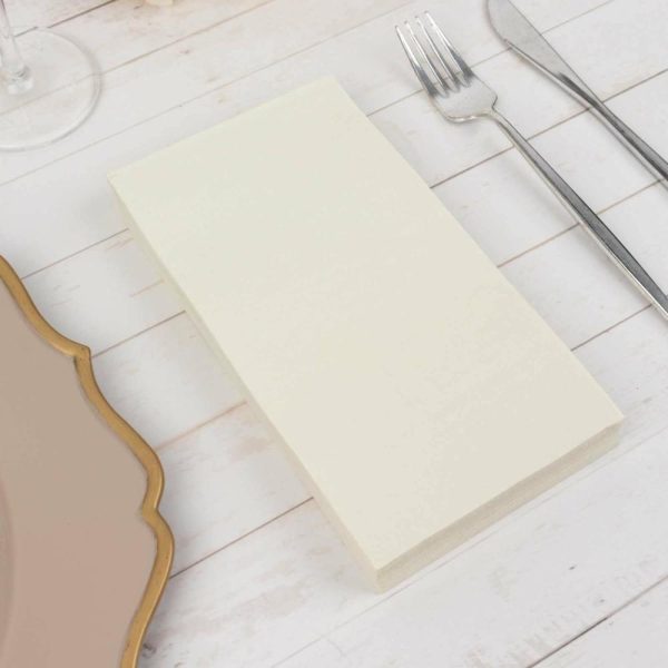 Eco-Friendly Natural Tableware |  50 Pack 2 Ply Soft Ivory Disposable Party Napkins, Wedding Reception Dinner Paper Napkins