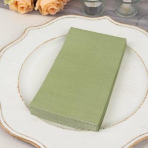 Eco-Friendly Natural Tableware |  50 Pack 2 Ply Soft Sage Green Disposable Party Napkins, Wedding Reception Dinner Paper Napkins