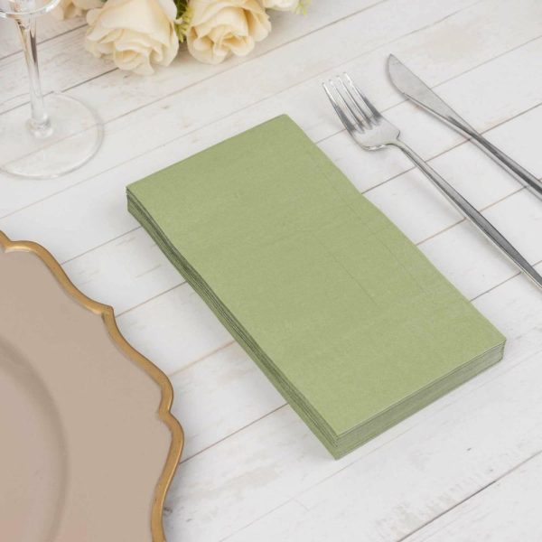 Eco-Friendly Natural Tableware |  50 Pack 2 Ply Soft Sage Green Disposable Party Napkins, Wedding Reception Dinner Paper Napkins