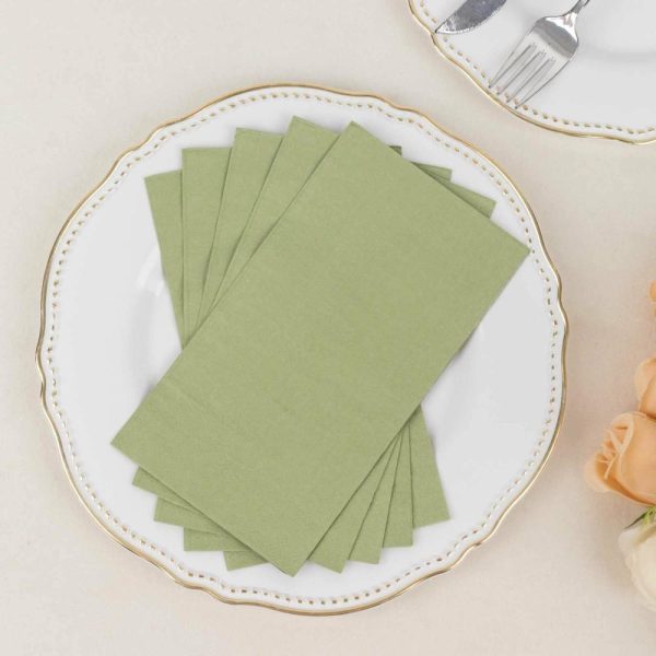 Eco-Friendly Natural Tableware |  50 Pack 2 Ply Soft Sage Green Disposable Party Napkins, Wedding Reception Dinner Paper Napkins