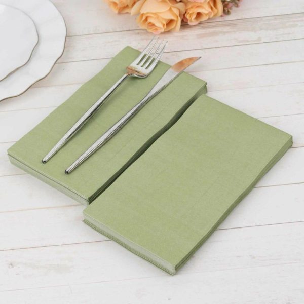 Eco-Friendly Natural Tableware |  50 Pack 2 Ply Soft Sage Green Disposable Party Napkins, Wedding Reception Dinner Paper Napkins