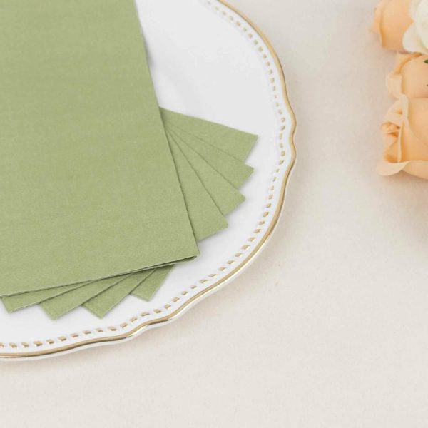 Eco-Friendly Natural Tableware |  50 Pack 2 Ply Soft Sage Green Disposable Party Napkins, Wedding Reception Dinner Paper Napkins