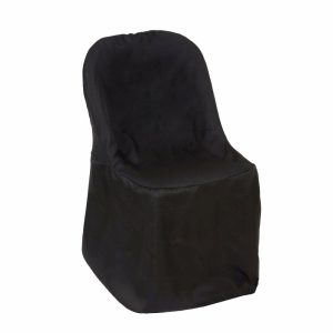 Folding Chair Covers |  Black Polyester Folding Chair Cover, Reusable Stain Resistant Slip On Chair Cover