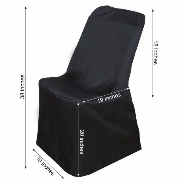 Folding Chair Covers |  Black Polyester Lifetime Folding Chair Covers, Durable Reusable Slip On Chair Covers