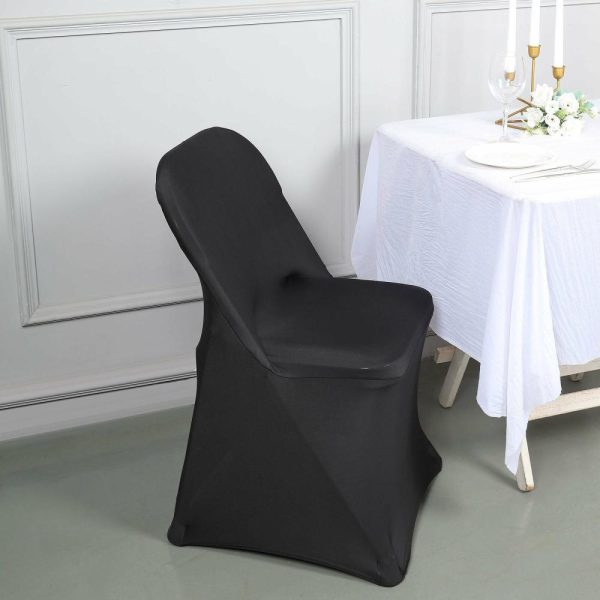 Folding Chair Covers |  Black Spandex Stretch Fitted Folding Slip On Chair Cover – 160 GSM