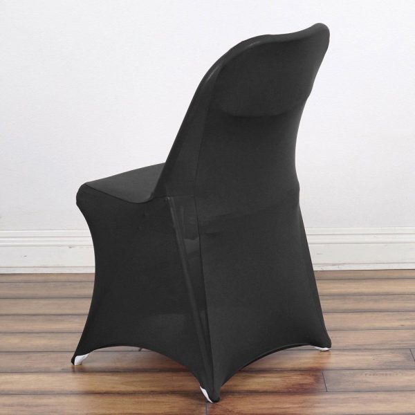 Folding Chair Covers |  Black Spandex Stretch Fitted Folding Slip On Chair Cover – 160 GSM