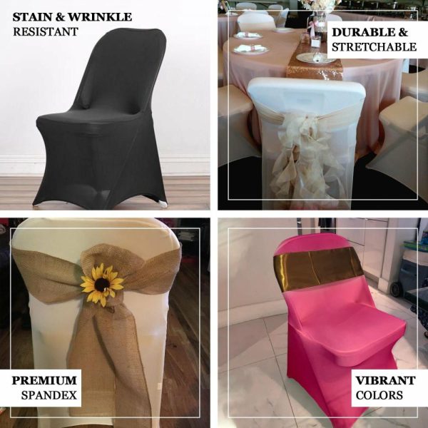 Folding Chair Covers |  Black Spandex Stretch Fitted Folding Slip On Chair Cover – 160 GSM