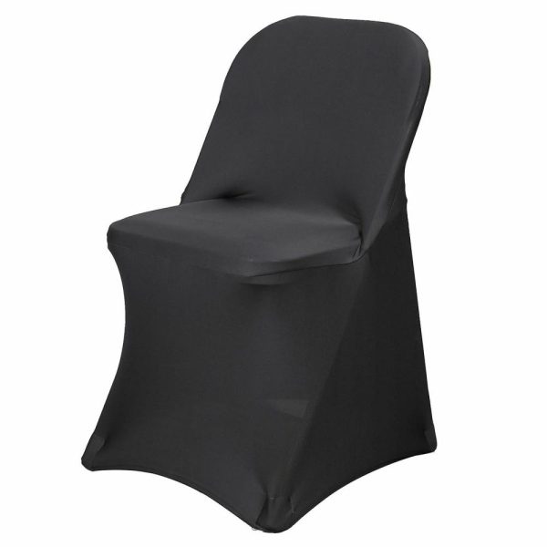 Folding Chair Covers |  Black Spandex Stretch Fitted Folding Slip On Chair Cover – 160 GSM