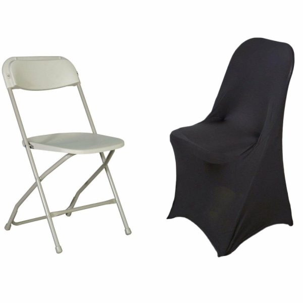 Folding Chair Covers |  Black Spandex Stretch Fitted Folding Slip On Chair Cover – 160 GSM