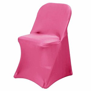 Folding Chair Covers |  Fuchsia Spandex Stretch Fitted Folding Slip On Chair Cover – 160 GSM