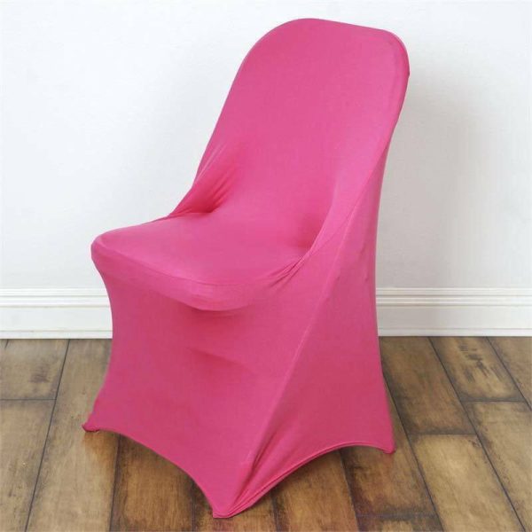 Folding Chair Covers |  Fuchsia Spandex Stretch Fitted Folding Slip On Chair Cover – 160 GSM