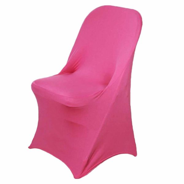 Folding Chair Covers |  Fuchsia Spandex Stretch Fitted Folding Slip On Chair Cover – 160 GSM