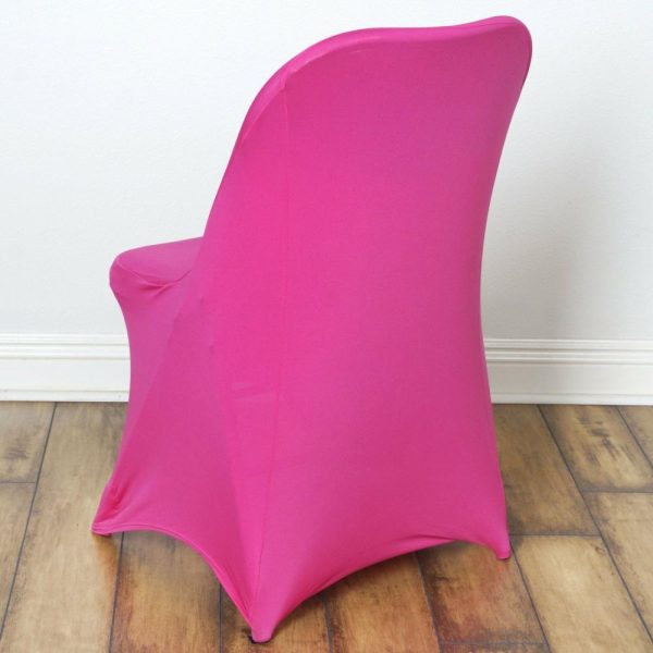 Folding Chair Covers |  Fuchsia Spandex Stretch Fitted Folding Slip On Chair Cover – 160 GSM