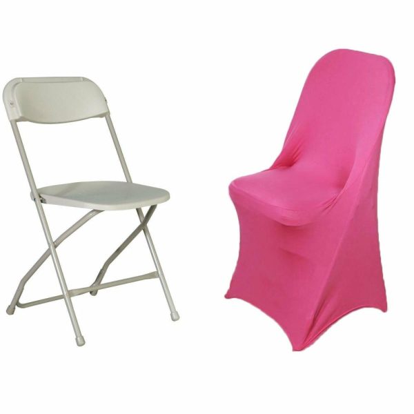 Folding Chair Covers |  Fuchsia Spandex Stretch Fitted Folding Slip On Chair Cover – 160 GSM