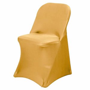 Folding Chair Covers |  Gold Spandex Stretch Fitted Folding Slip On Chair Cover – 160 GSM