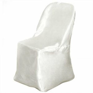 Folding Chair Covers |  Ivory Glossy Satin Folding Chair Covers, Reusable Elegant Chair Covers