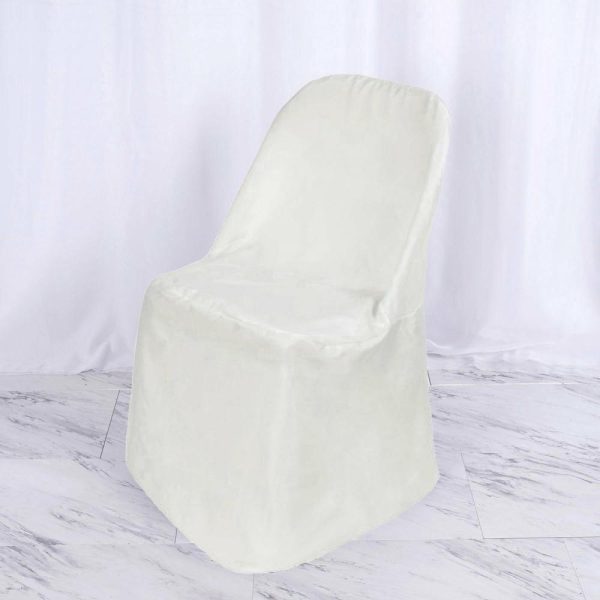 Folding Chair Covers |  Ivory Glossy Satin Folding Chair Covers, Reusable Elegant Chair Covers