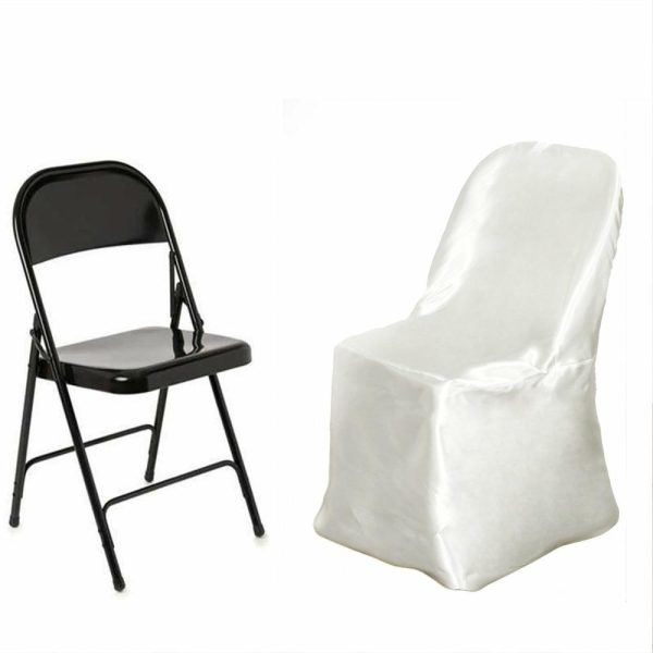 Folding Chair Covers |  Ivory Glossy Satin Folding Chair Covers, Reusable Elegant Chair Covers