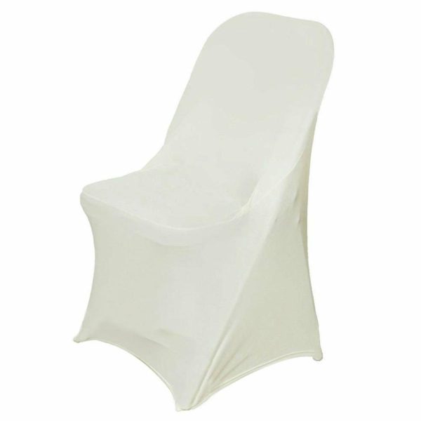 Folding Chair Covers |  Ivory Spandex Stretch Fitted Folding Slip On Chair Cover – 160 GSM